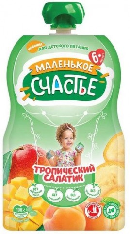 Пюре Маленькое счастье Тропический салатик 6+ 90гр гуалапак