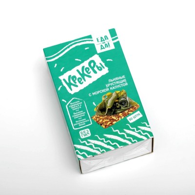 Крекеры льняные хрустящие с морской капустой Еда на Да 30шт