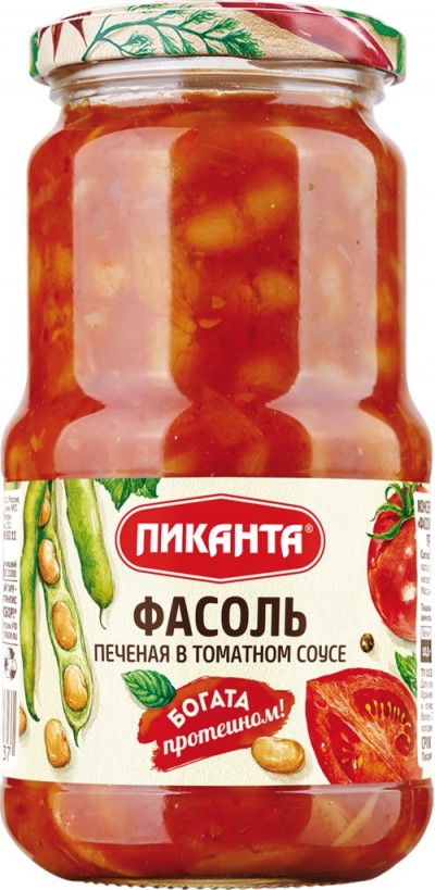 Фасоль печеная в томатном соусе 470гр ст/б  Пиканта