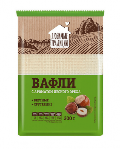 Вафли с ароматом лесного ореха 200гр Любимые традиции