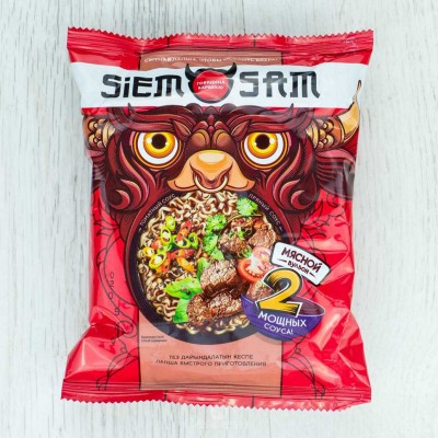 Лапша быстрого приготовления говядина барбекю 90гр. Сим Сам пакет