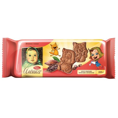 Печенье сахарное Аленка с какао 155гр