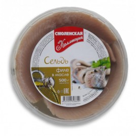 Сельдь тихоокеанская Филе в масле 500гр Смоленская коллекция пл/б