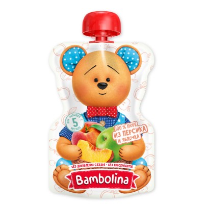 Пюре из персиков и яблок Бамболина 90гр пауч