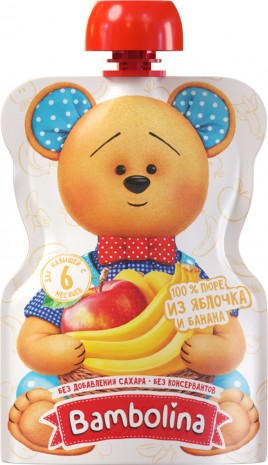 Пюре из яблок и банана Бамболина 90гр пауч