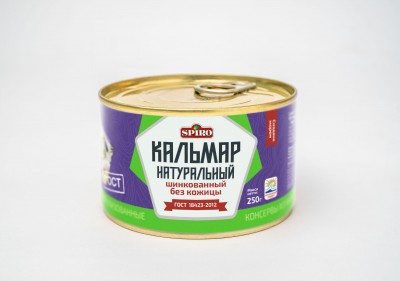 Кальмар натуральный шинкованный б/к ГОСТ 250гр ж/б ключ Спиро