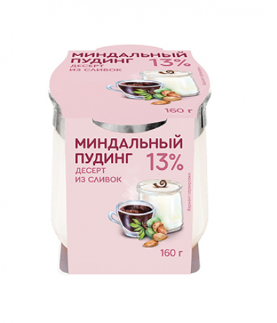 БЗМЖ Десерт Коломенский из сливок Миндальный пудинг 13% 160гр ст