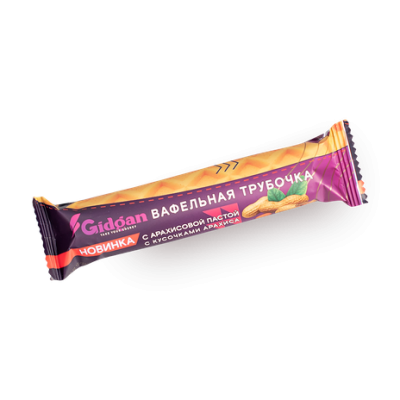 Вафельная трубочка с арахисовой пастой и кусочками арахиса 35гр Гидгам